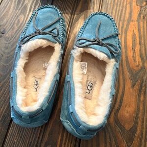 UGG Ansley Shearling  Moccasin Shoes Blue Teal 6 EC